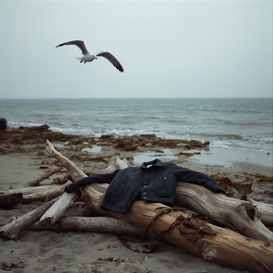 Drift Leather extrait de parfum — a clean reinterpretation of Memo Ocean Leather. Mandarin, sage, marine accord, leather, cedar, and vetiver. A silent shoreline with driftwood and a waxed jacket, evoking salt, memory, and olfactive restraint.