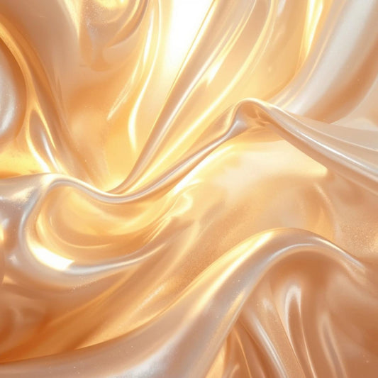 Soft golden satin‑like folds glowing with warm pearlescent light — an atmospheric visual representing a reinterpretation of Dior J’adore.