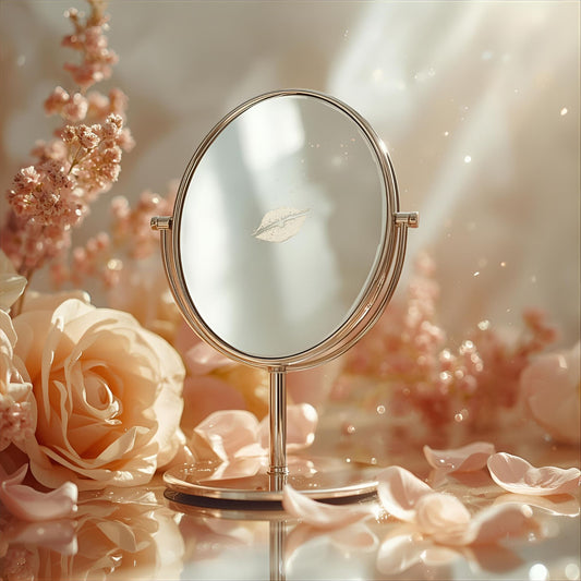 Halo Bloom extrait de parfum — a radiant reinterpretation of Paco Rabanne Fame. Mango, bergamot, jasmine, frankincense, sandalwood, and vanilla. Chrome-lit dreamscape with floating mirrors and soft-focus florals.