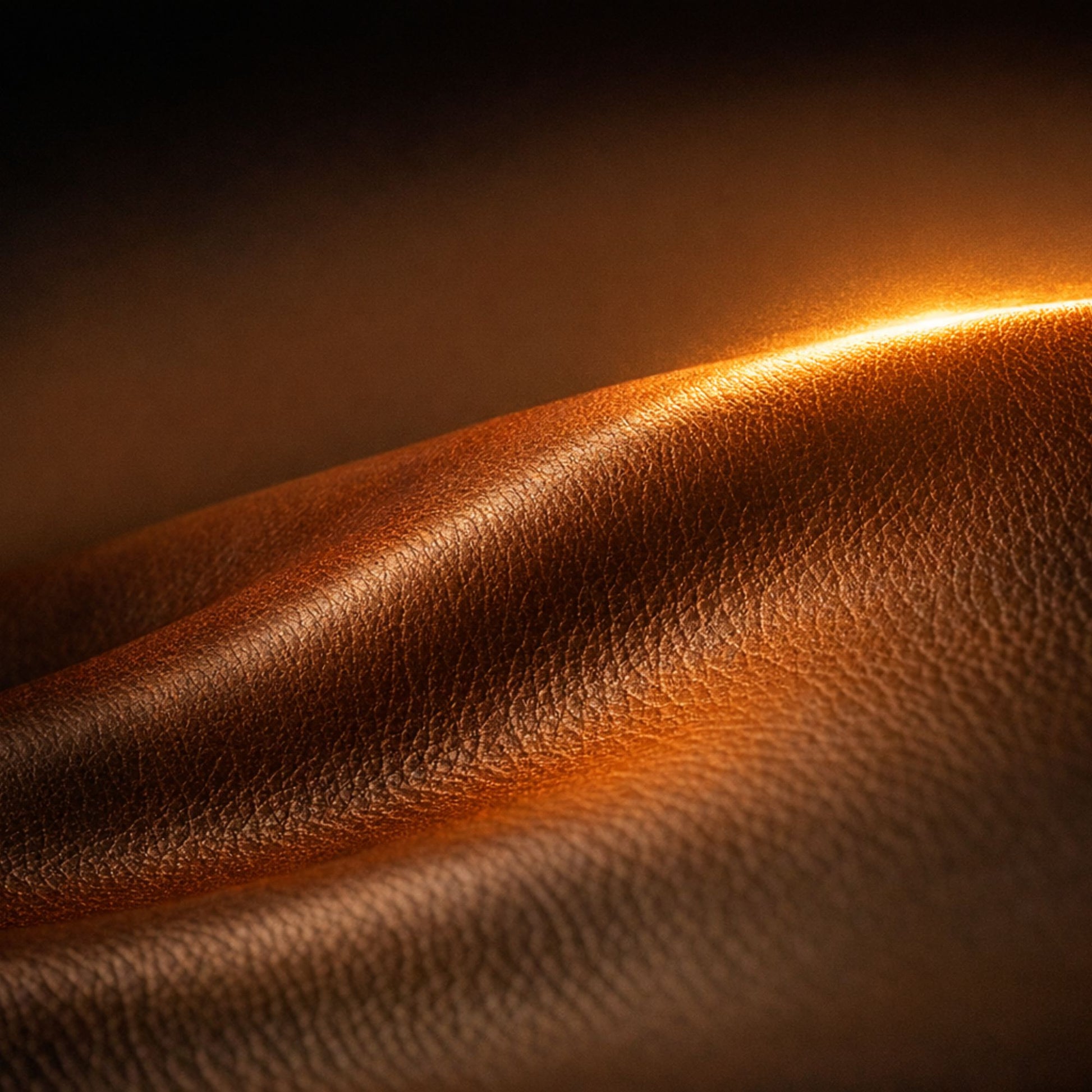Warm golden light gliding across sculpted brown leather with visible grain — a cinematic visual representing a reinterpretation of Tom Ford Ombre Leather.”