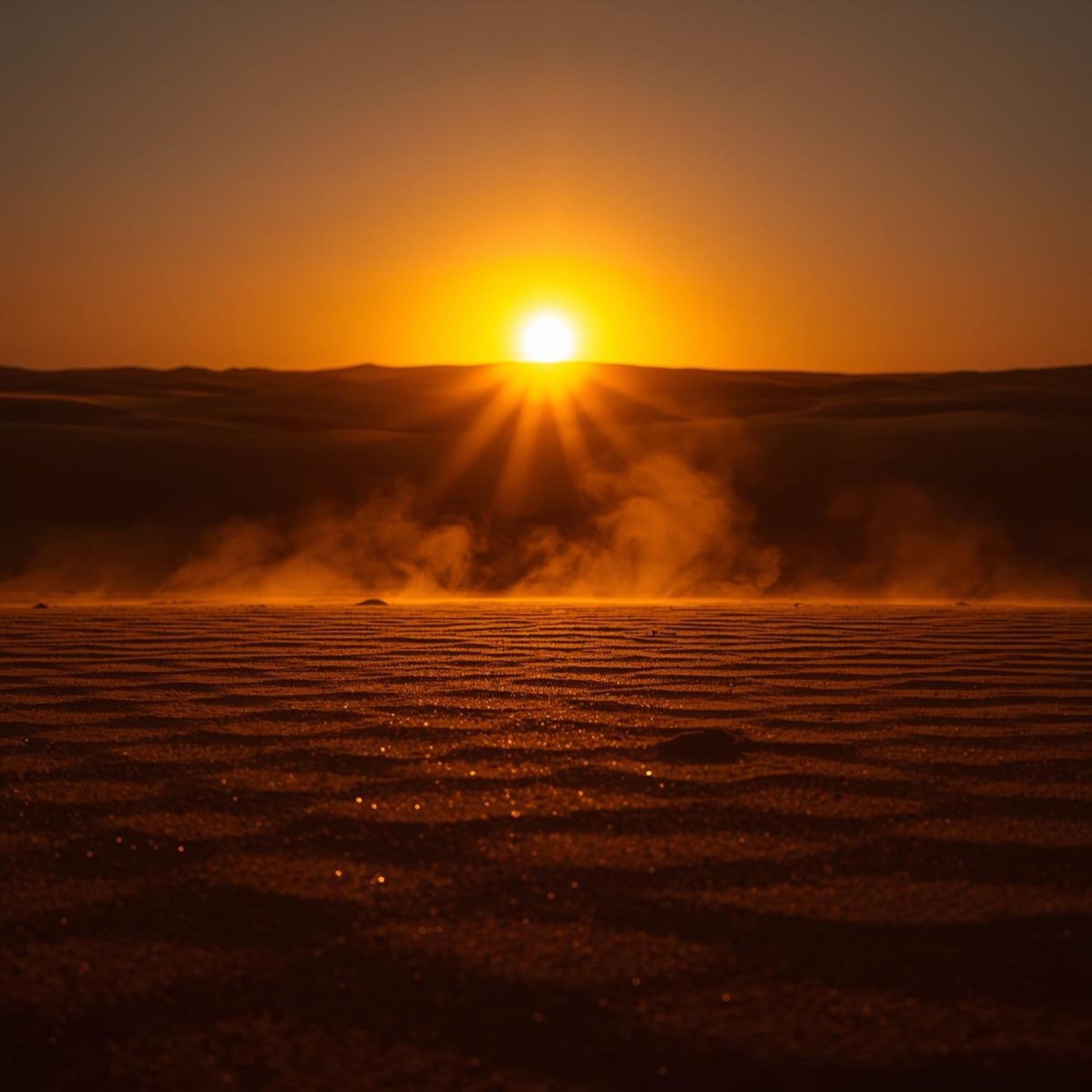 “Sunlit desert dunes at golden hour with long, dramatic shadows and a warm amber glow — campaign image for Leather Meridian, Metaphor’s reinterpretation of Tom Ford Ombre Leather.”