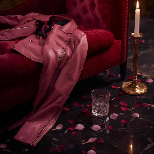 Reign After Dark extrait de parfum — a sensual reinterpretation of Valentino Donna Born in Roma Intense. Blackcurrant syrup, jasmine, bourbon vanilla, and benzoin. A marble corridor at midnight with jasmine petals, pink leather, and candlelight, evoking floriental elegance and olfactive rebellion.